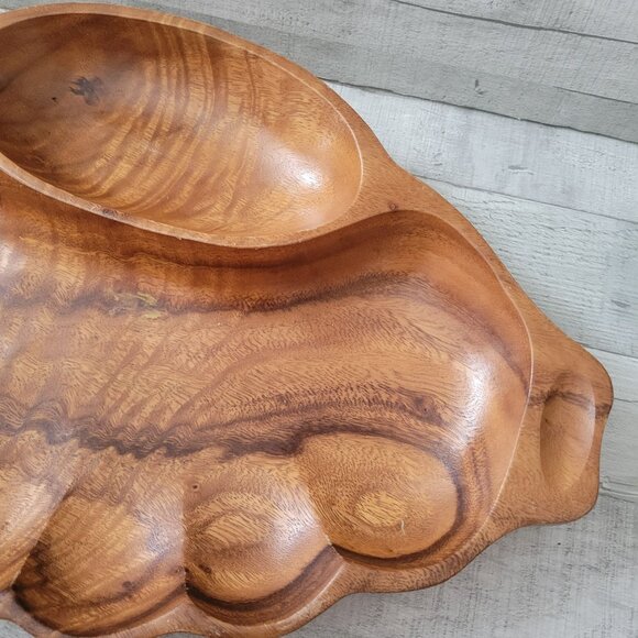 Vintage Solphin Monkeypod Wood Serving Tray Platter Handcrafted in Philippines 1 - Picture 3 of 7